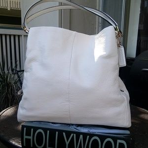 Coach cream off white pebble leather satchel